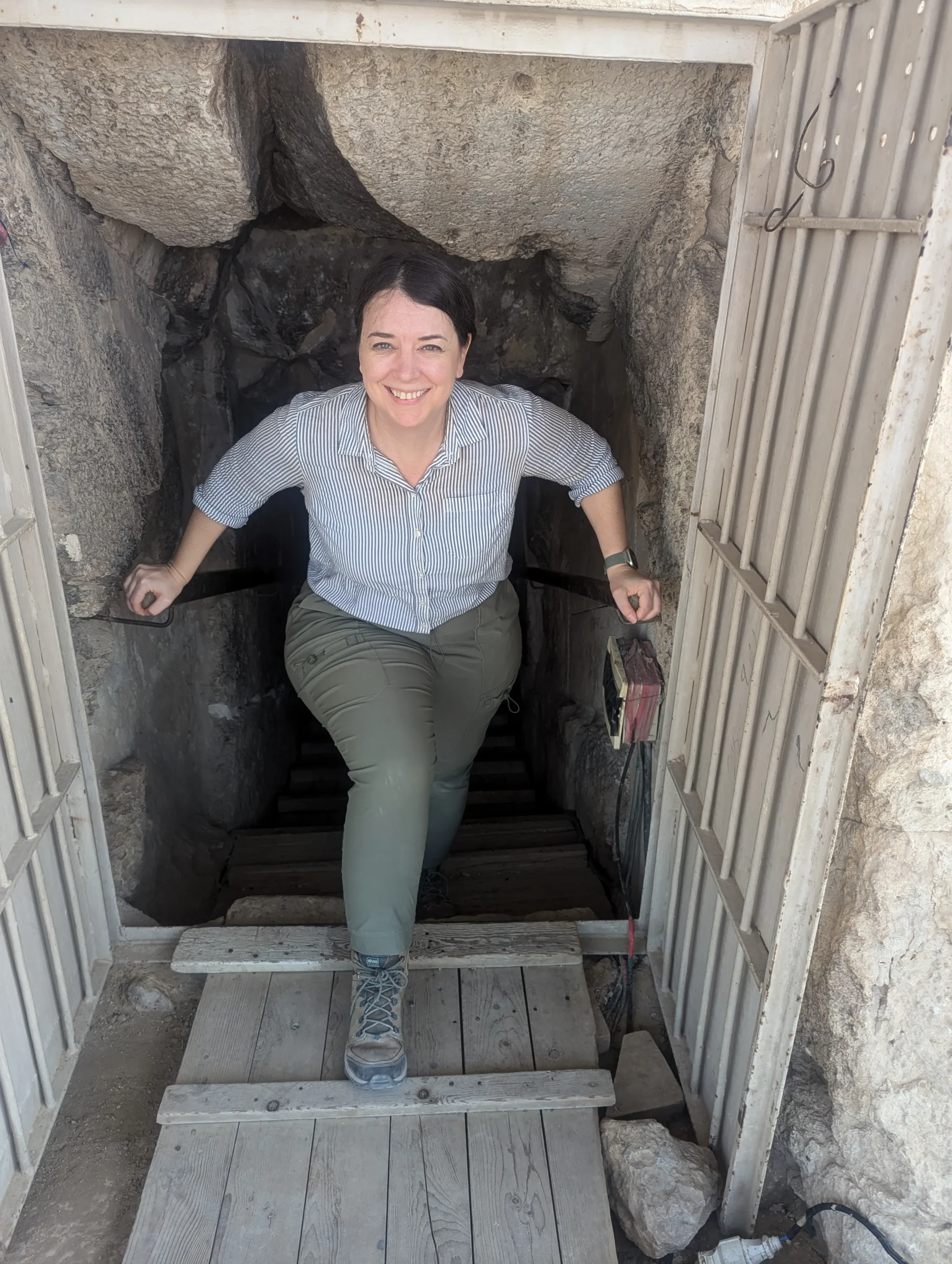 Beth hart emerging from the corridor of a pyramid at Dashur pyramid